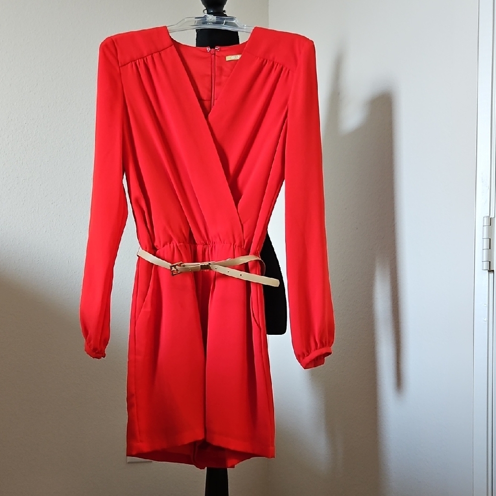 Red Romper With Detachable Belt